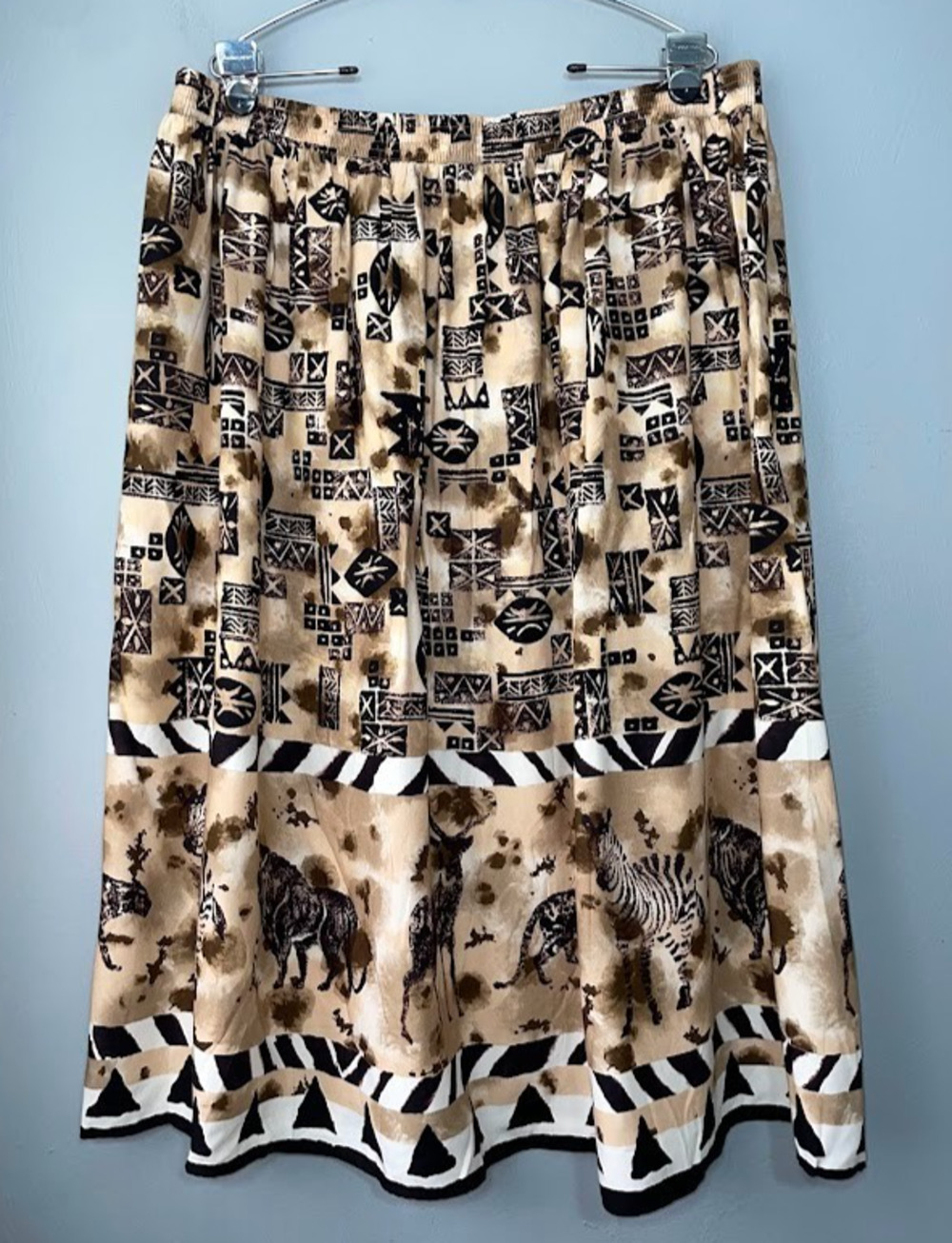 Vintage Safari Skirt Plus Size Animal Print Tribal African Zebra Leopard Deer